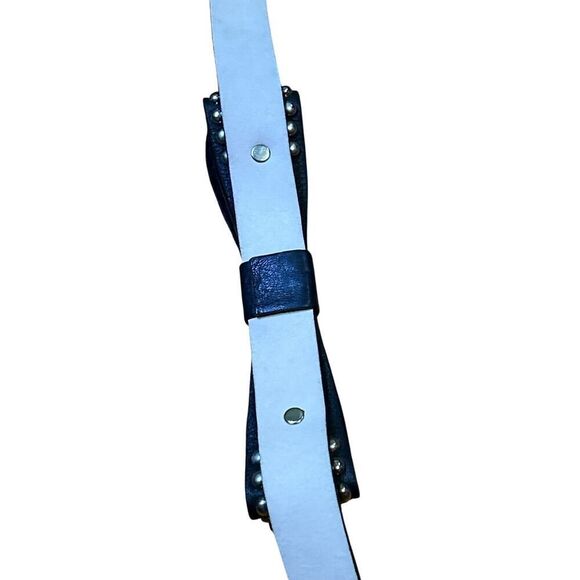 B-LOW THE BELT‎ Black Leather Studded Bow Waistband Belt Size XS